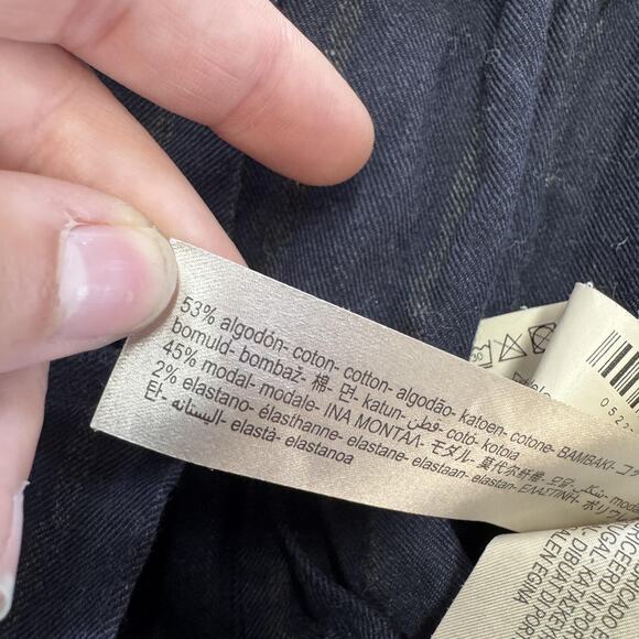 Massimo Dutti Skirt Womens 36 Small Navy Blue Stripe Button Front Midi Modest - Picture 6 of 8